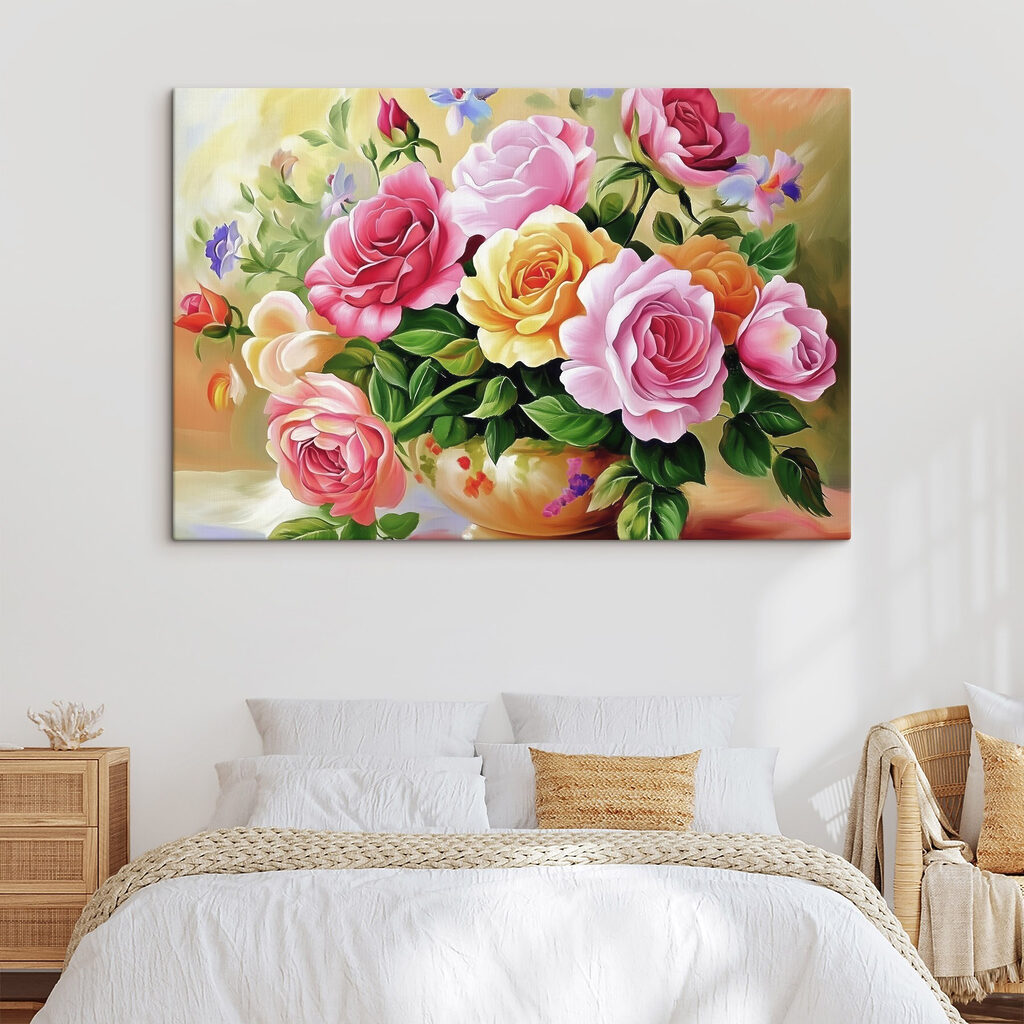 Rozenboeket in zonnige kleuren — interieur 1
