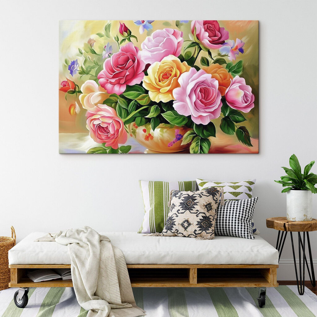 Rozenboeket in zonnige kleuren — interieur 2