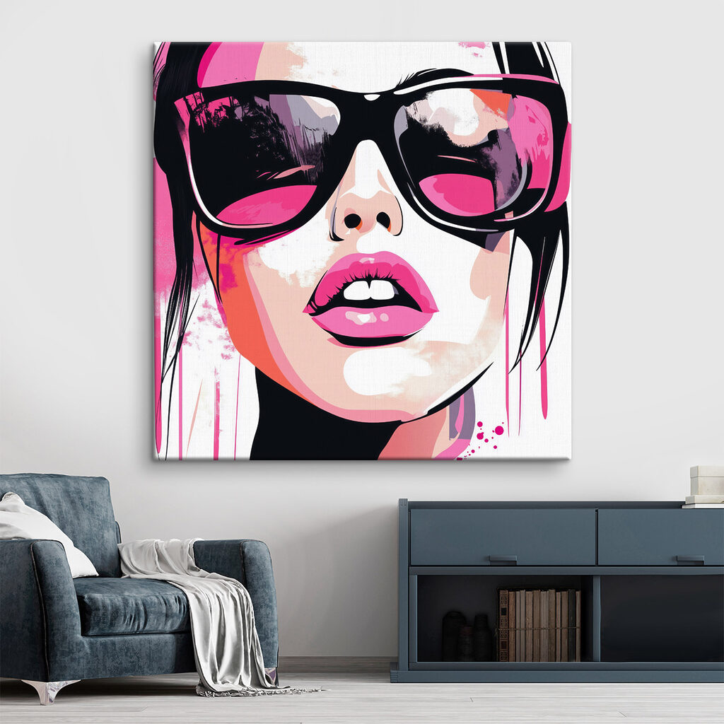Roze popartblik met zonnebril — interieur 1