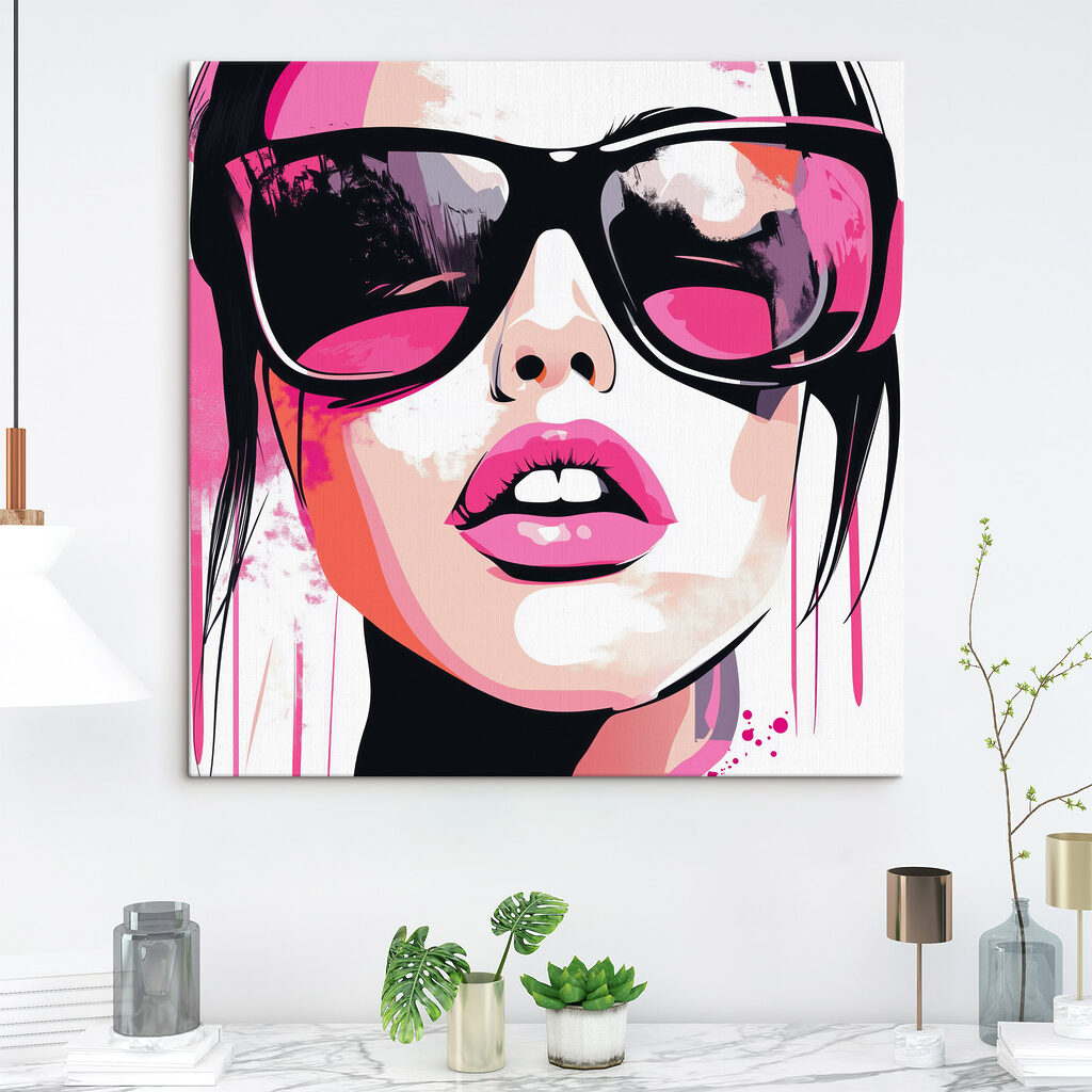 Roze popartblik met zonnebril — interieur 2