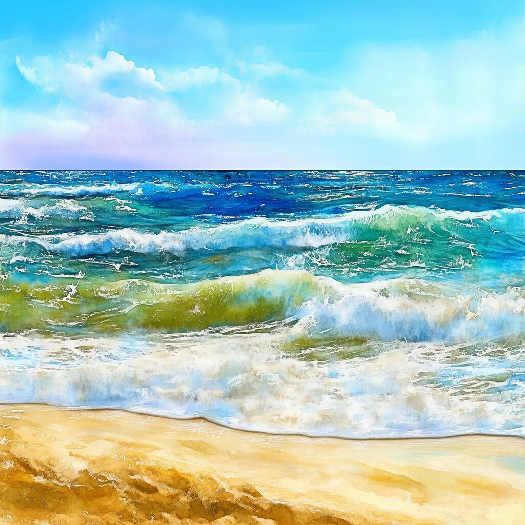 Zomergolven aan gouden zand — volledig ontwerp