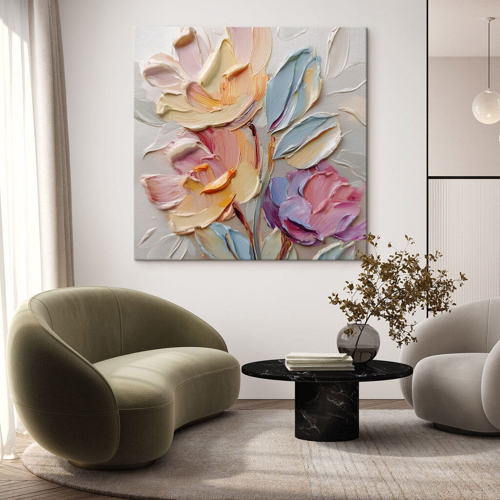 Pastelbloemen met brede verfranden — interieur 2