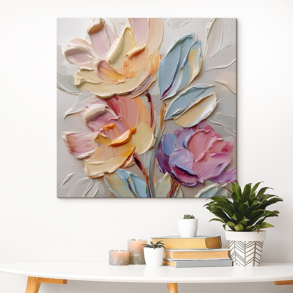Pastelbloemen met brede verfranden — interieur 3