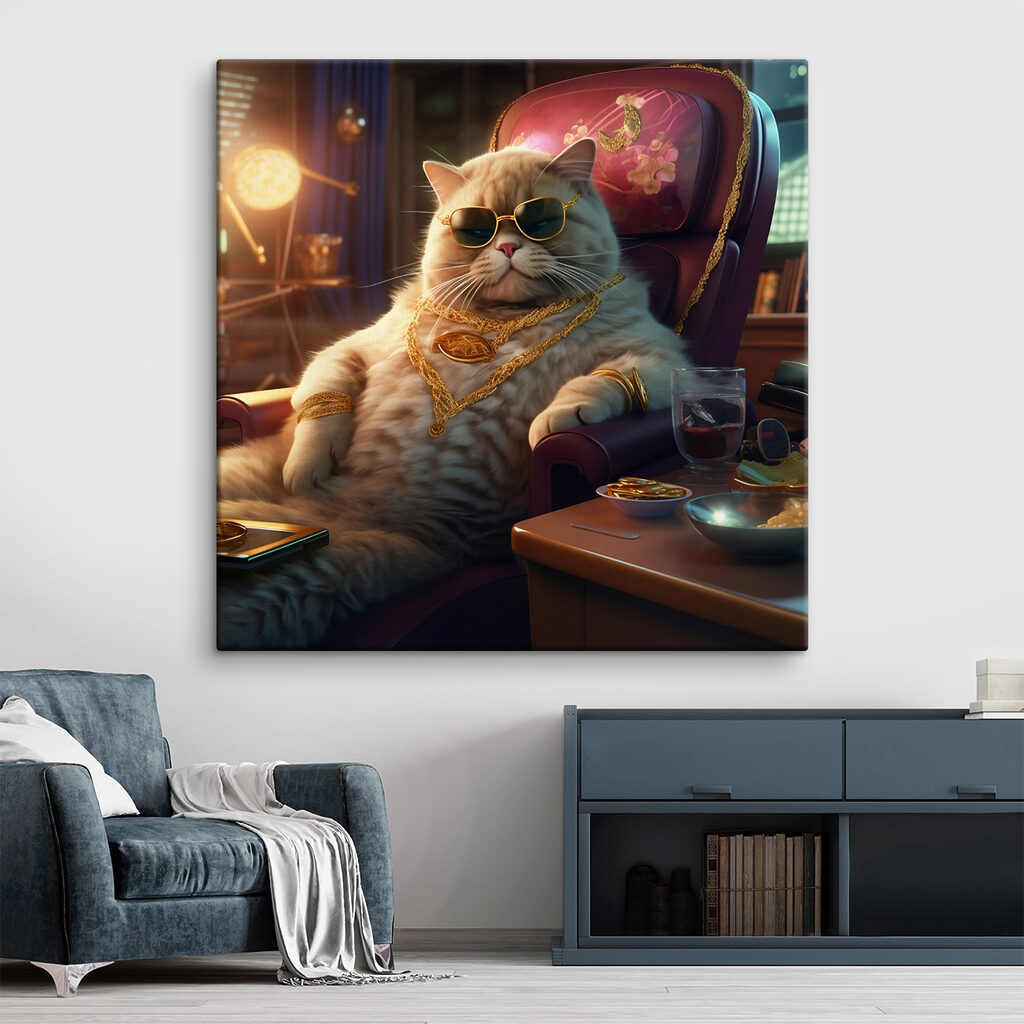Stoere kat in fauteuil — interieur 1
