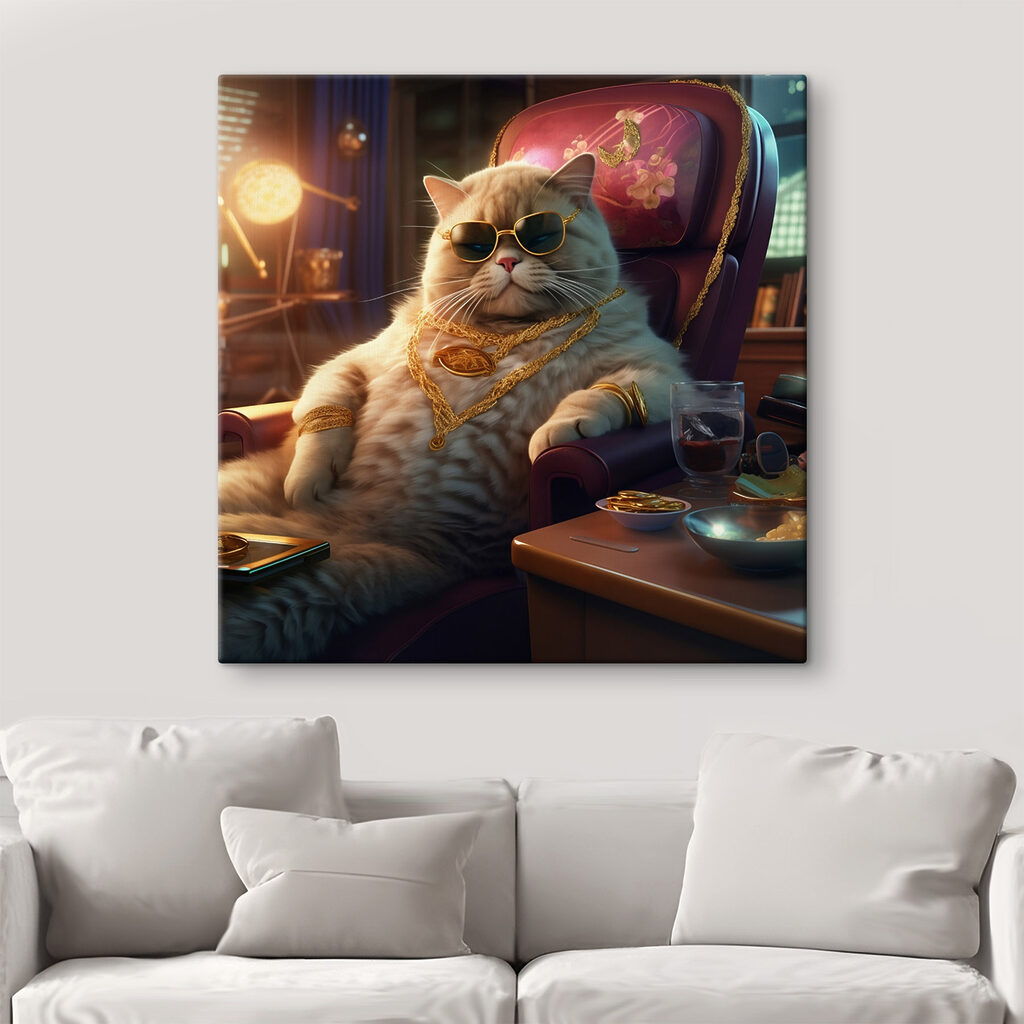 Stoere kat in fauteuil — interieur 2