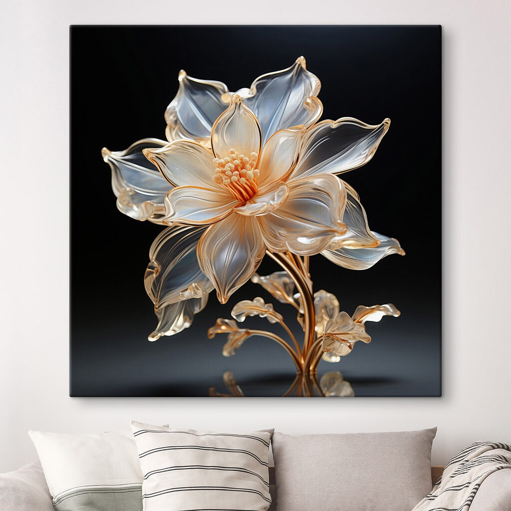 Blauwe bloem met goudomtrek — interieur 2