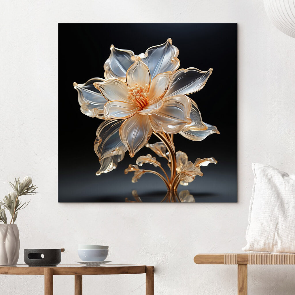 Blauwe bloem met goudomtrek — interieur 1