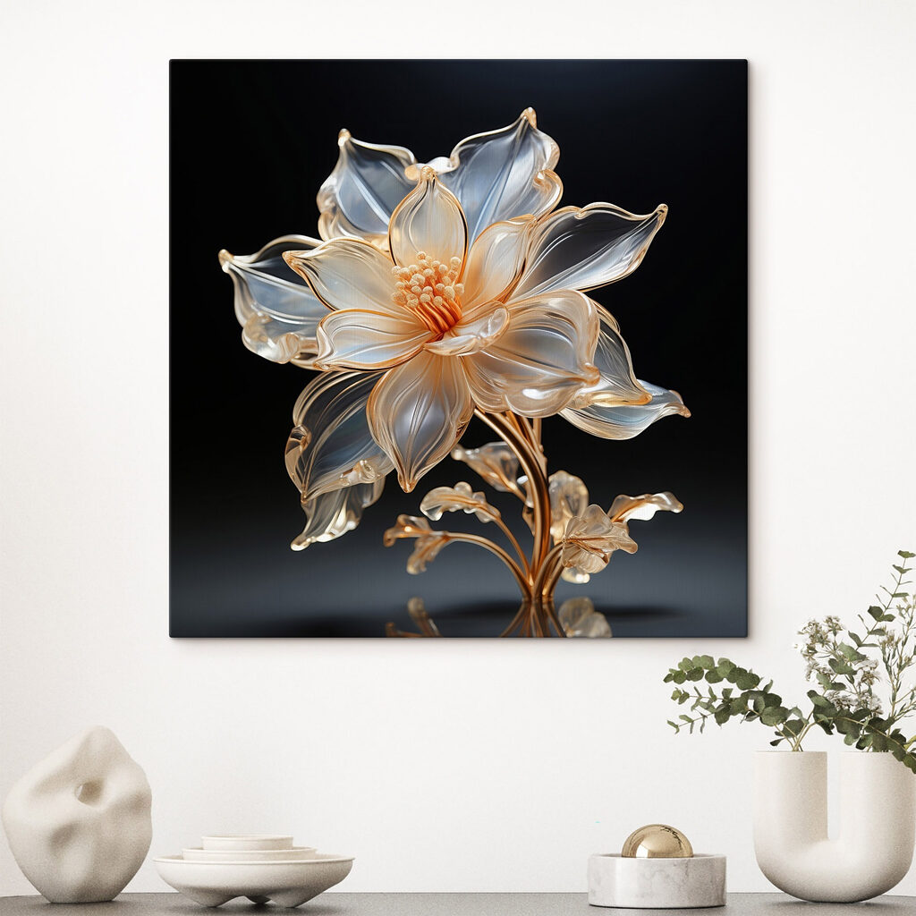 Blauwe bloem met goudomtrek — interieur 3