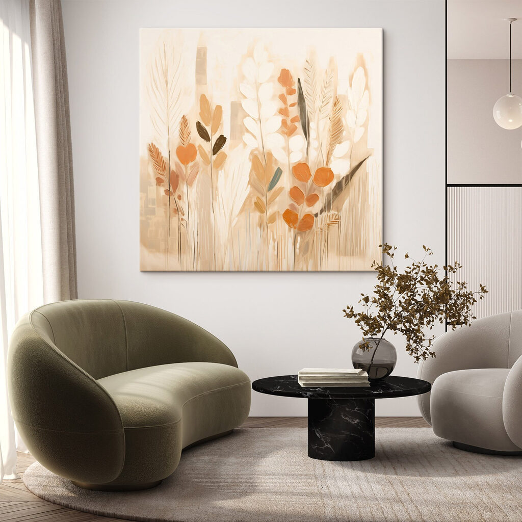 Droge stelen in pasteltinten — interieur 1