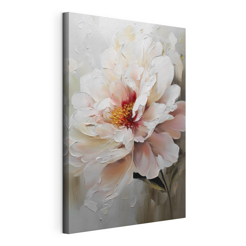 Roze hart tussen wit, gespannen canvas met doorlopende rand