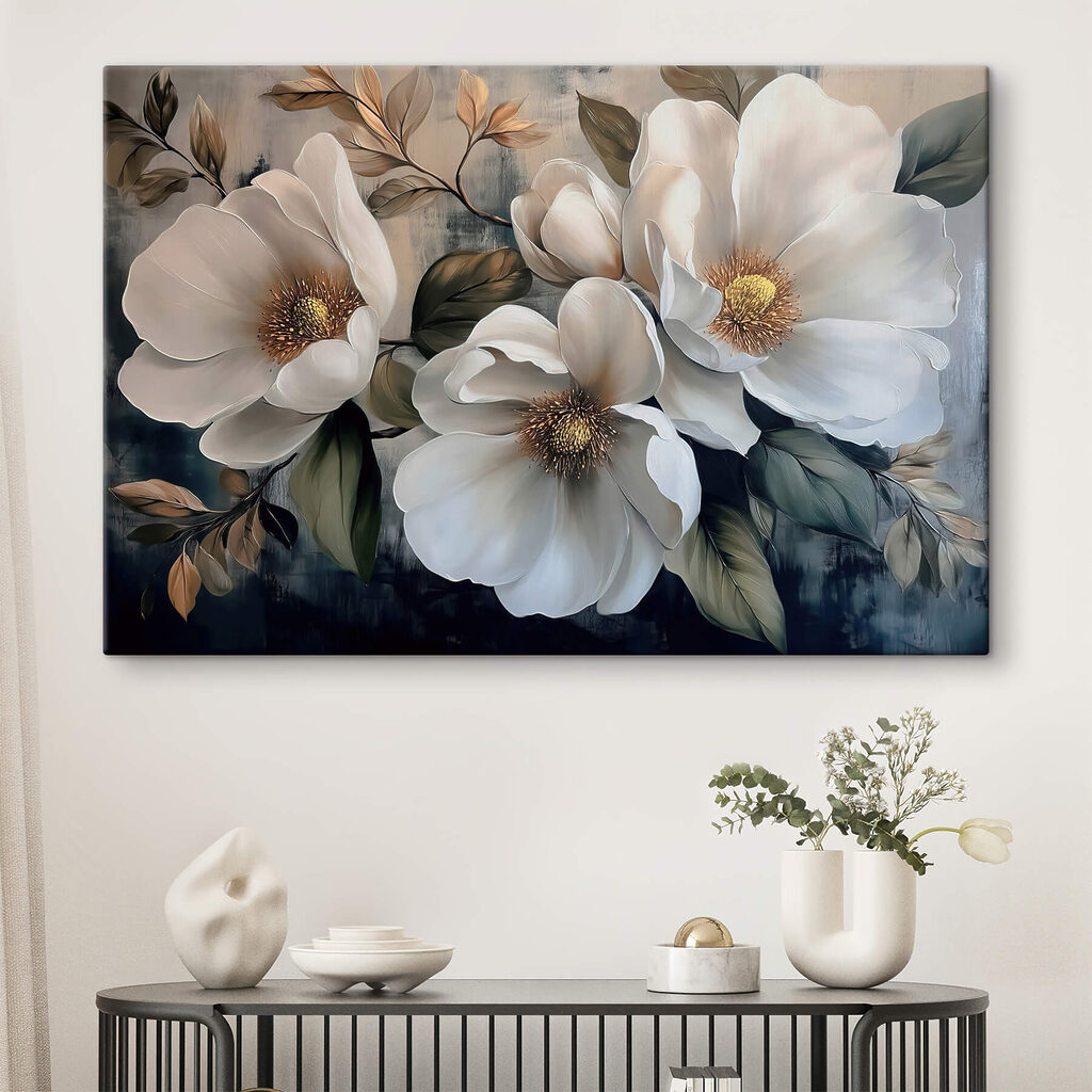 Witte bloemen tussen bladeren — interieur 1