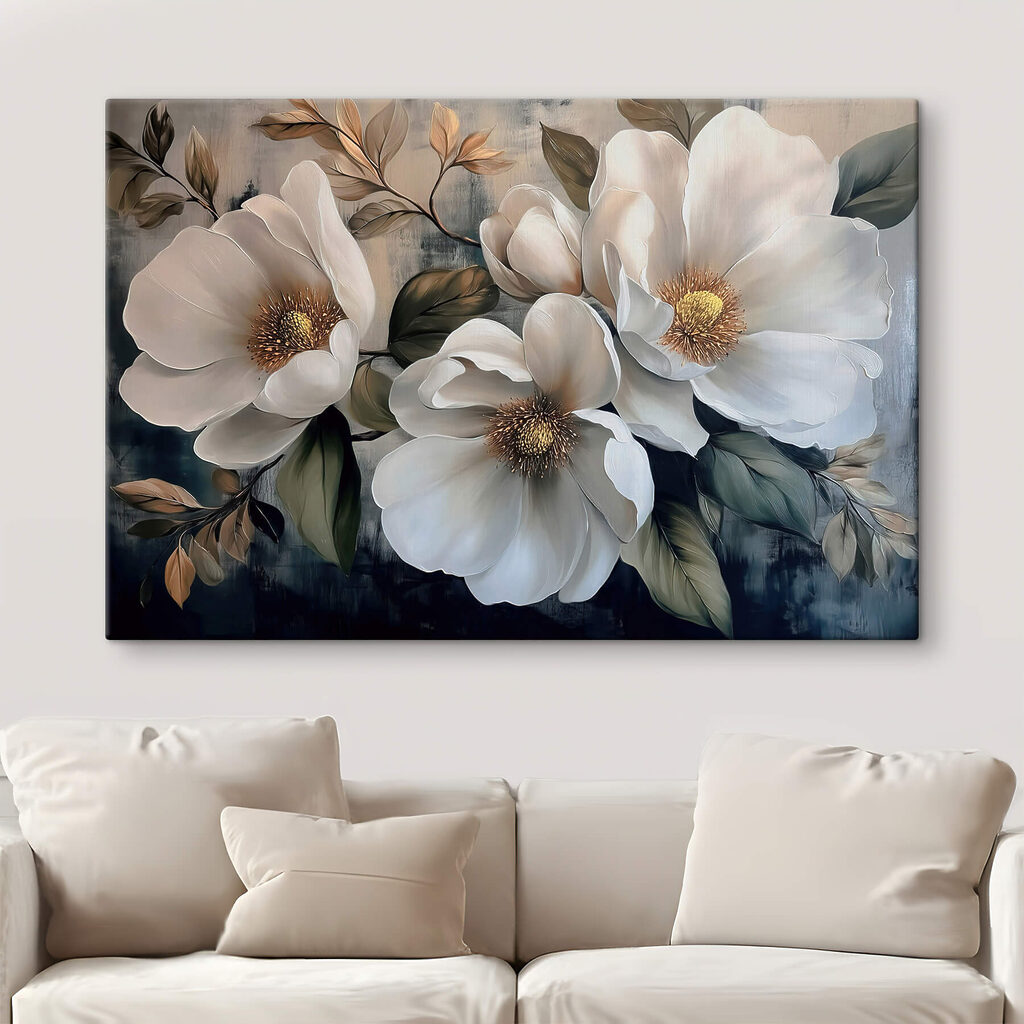 Witte bloemen tussen bladeren — interieur 2
