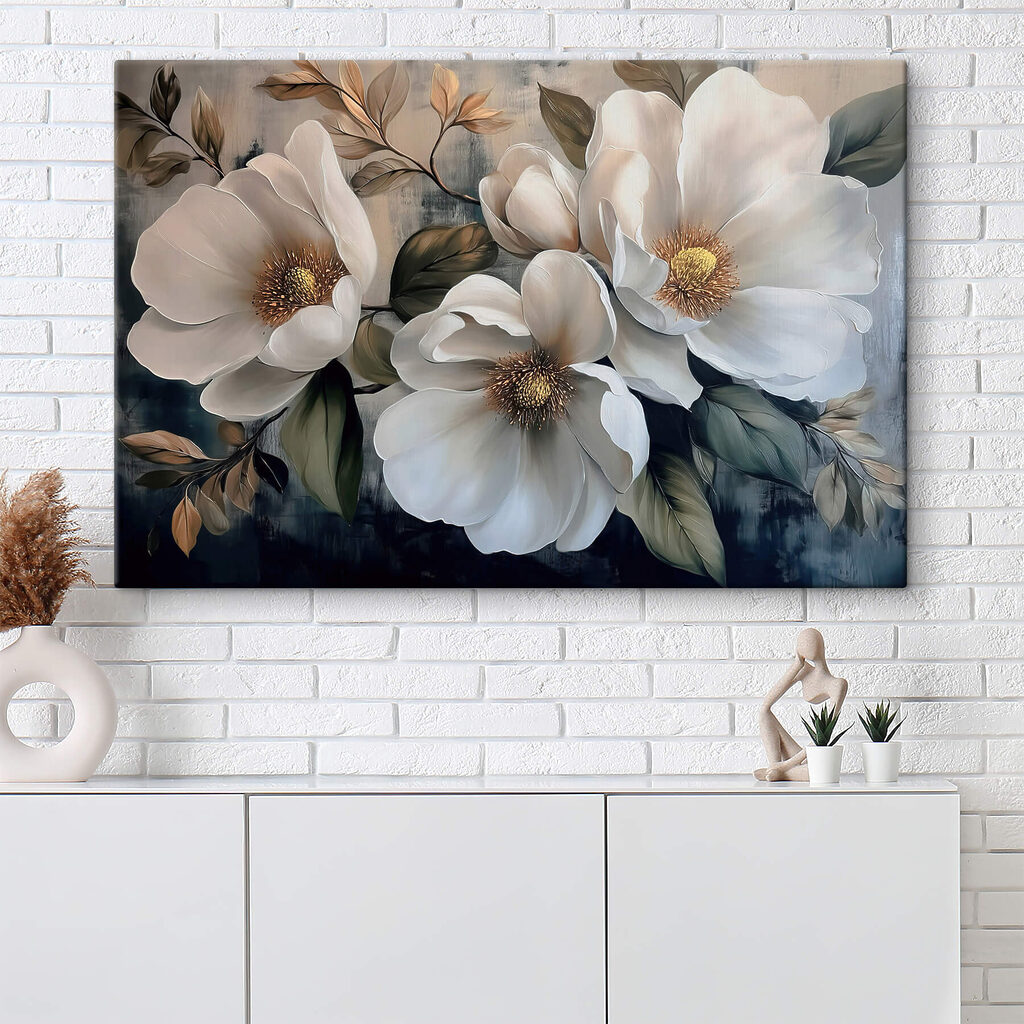 Witte bloemen tussen bladeren — interieur 3