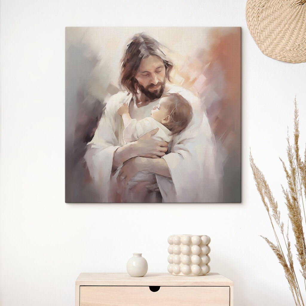 Man met slapend kind — interieur 2