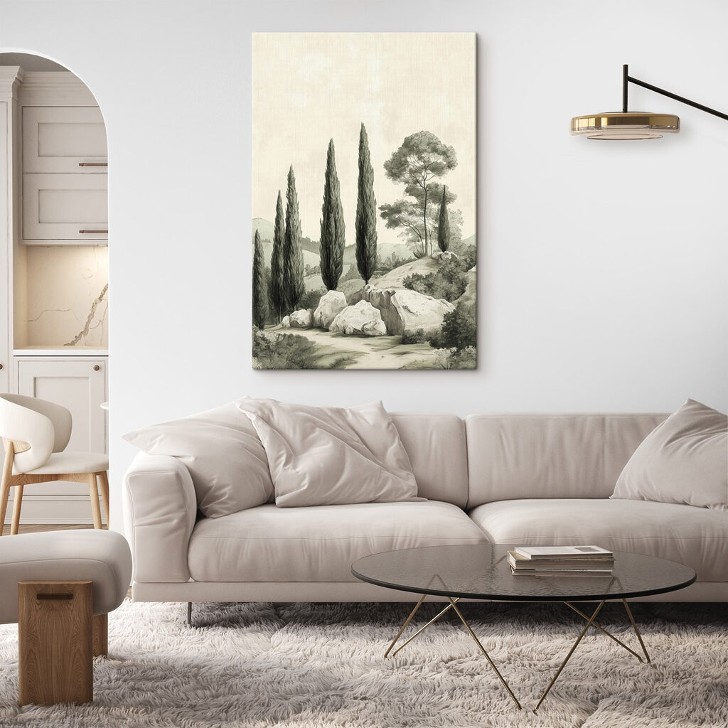 Cipressen boven bleke rotstuin — interieur 2
