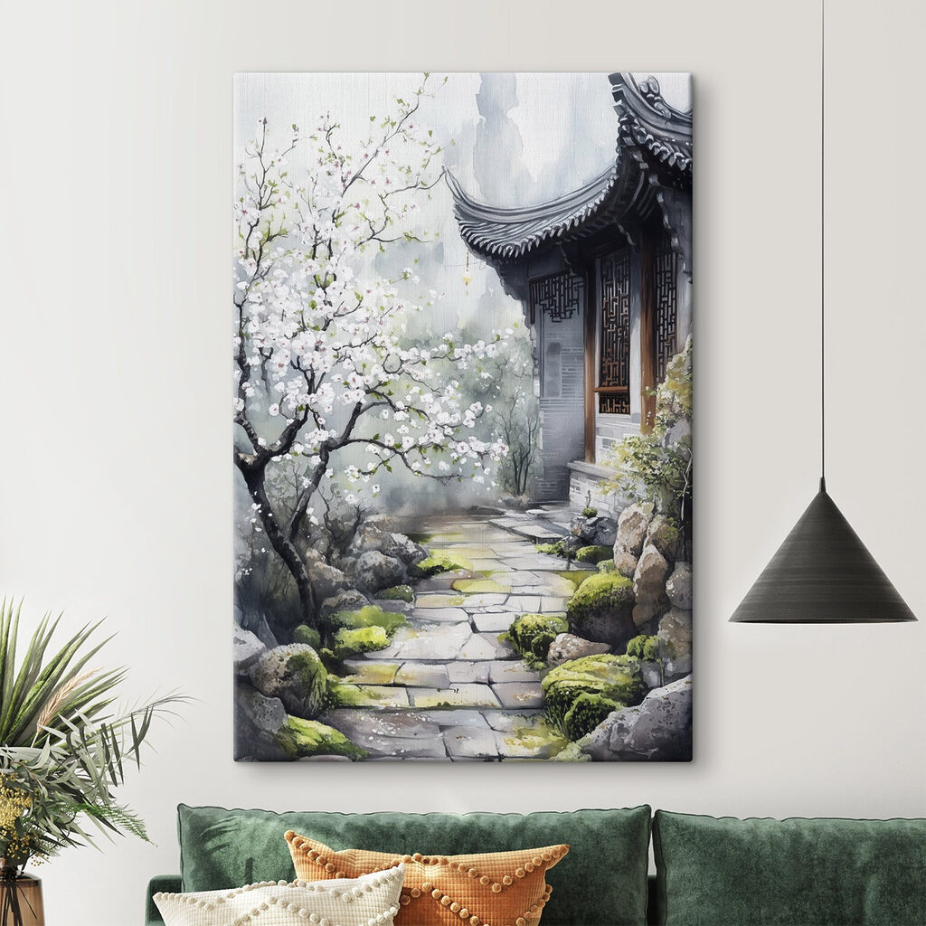 Bloesempad naar donkere tempelpoort — interieur 2