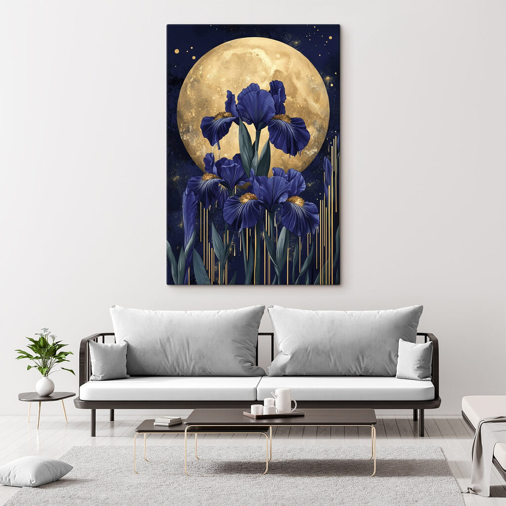 Schilderij van bloemen en een maan — interieur 1