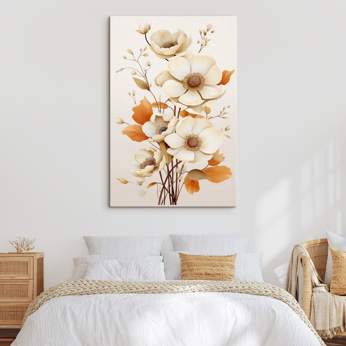 Lichte bloemen op een beige achtergrond — interieur 2