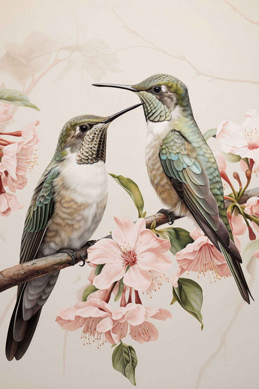 Een paar vogels op een tak — volledig ontwerp