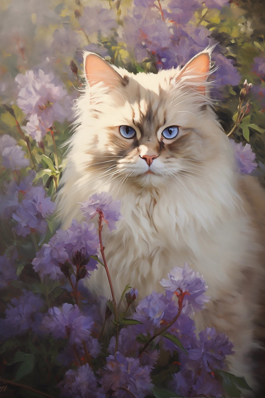 Kat in bloemen — volledig ontwerp
