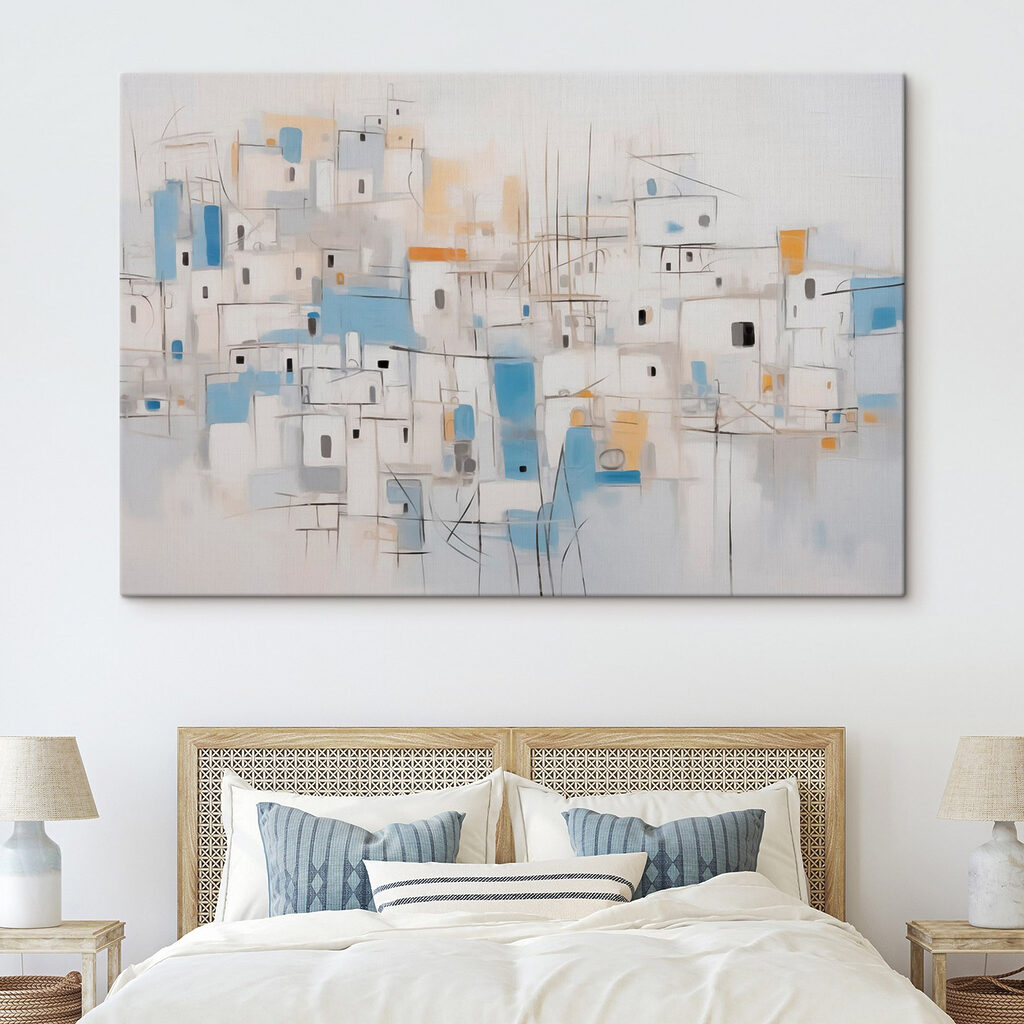 Schilderij van een stad in een interieur