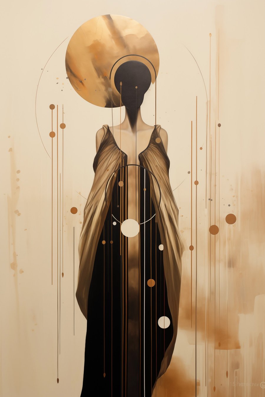 Abstracte vrouw met ornament — volledig ontwerp
