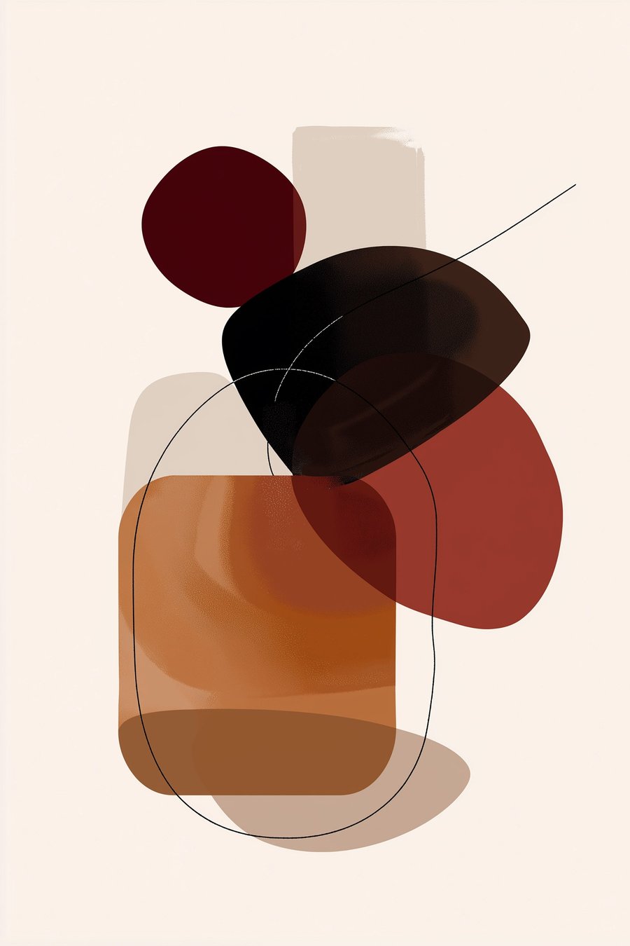 Compositie in wijn en bruin palet — volledig ontwerp