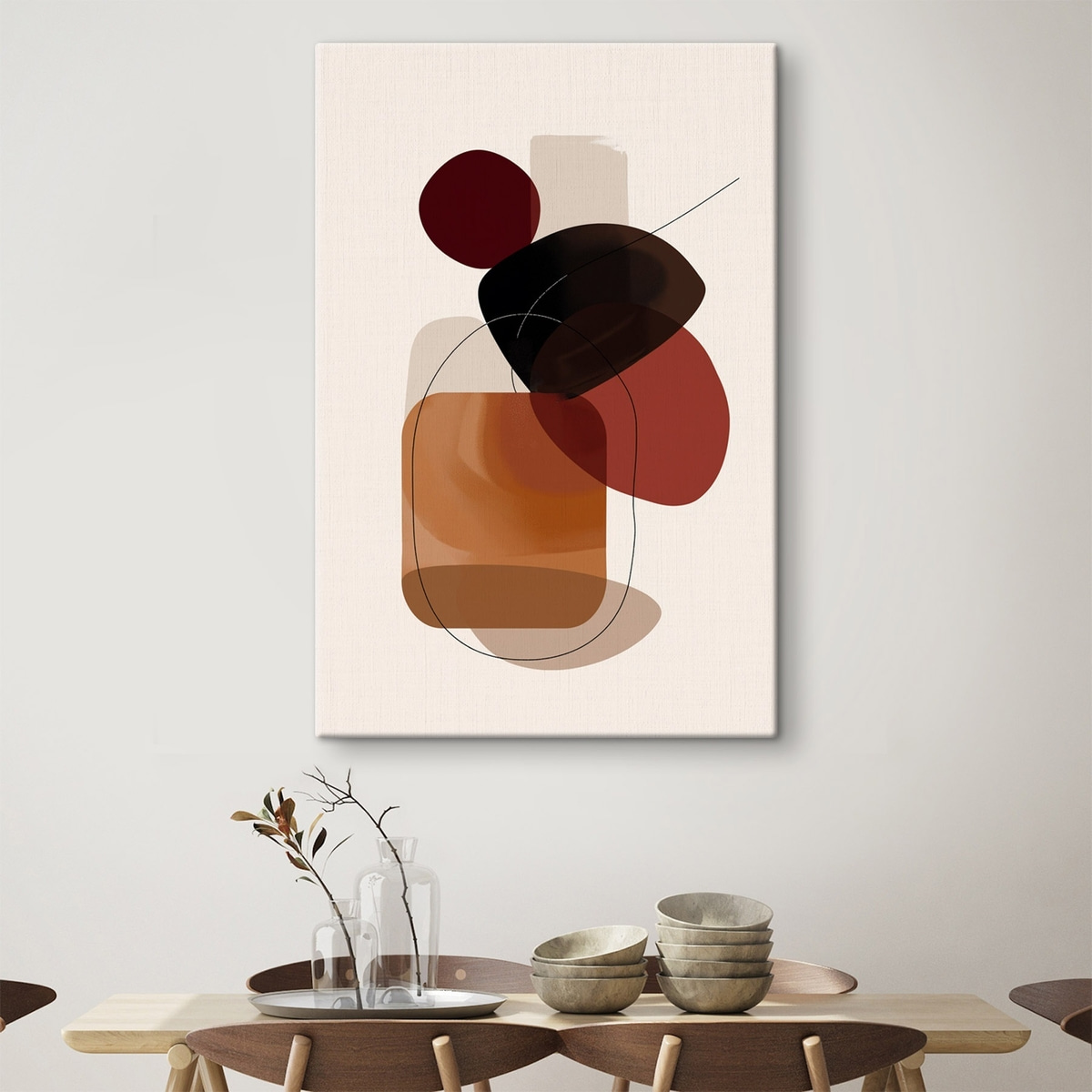Compositie in wijn en bruin palet — interieur 1