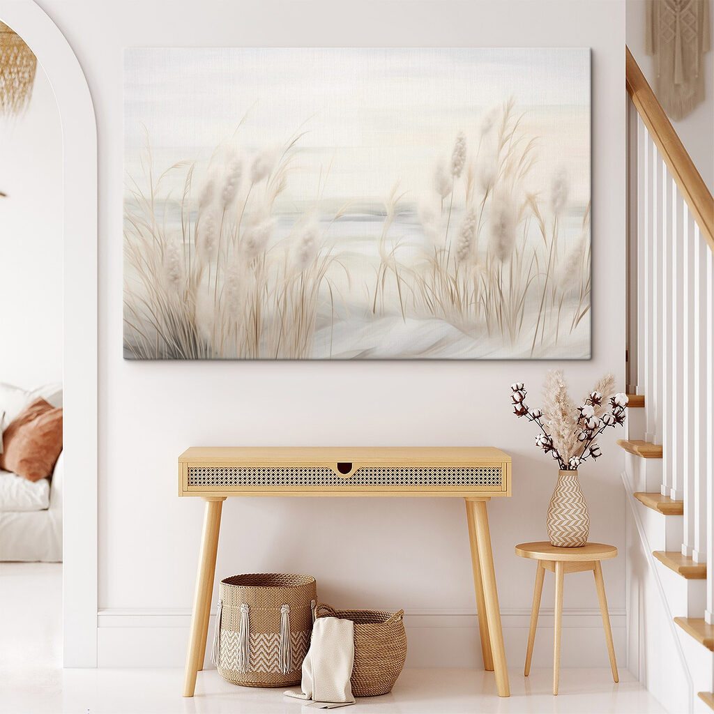- Rustig landschap met zacht wuivend gras in een interieur