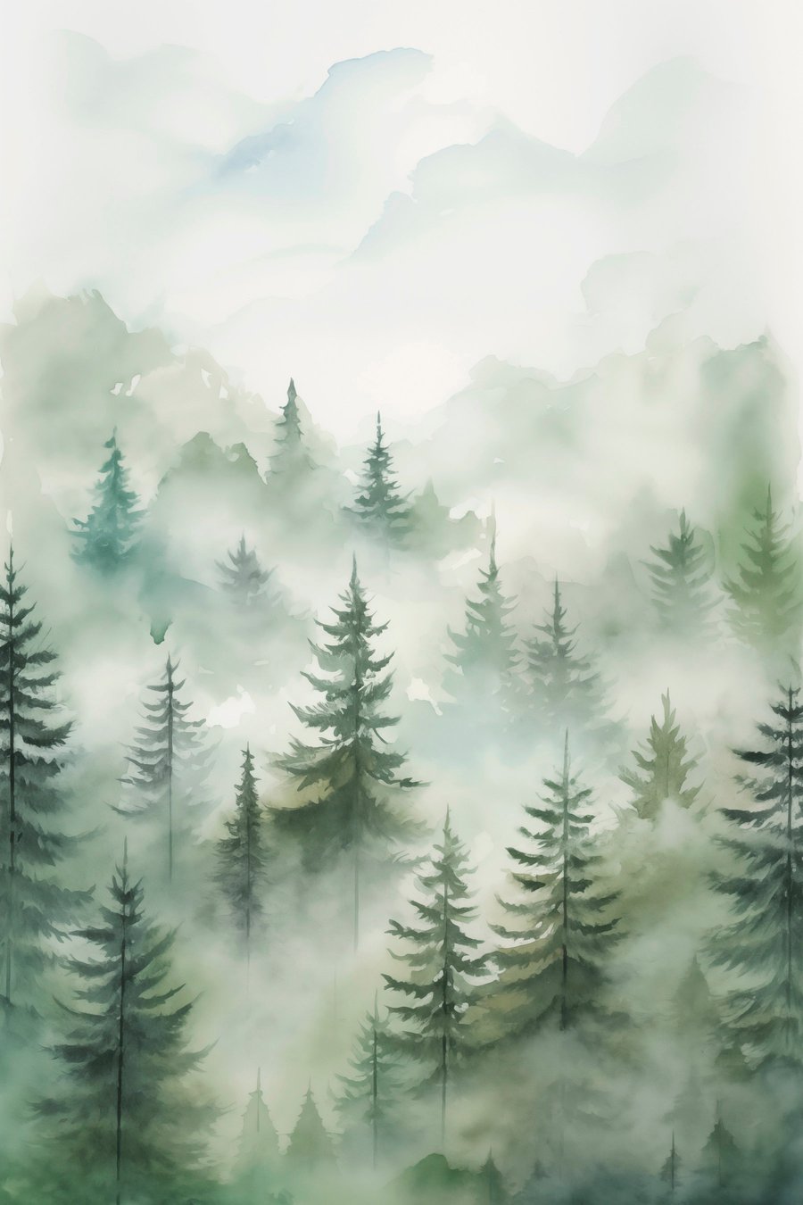 Bos in de mist — volledig ontwerp