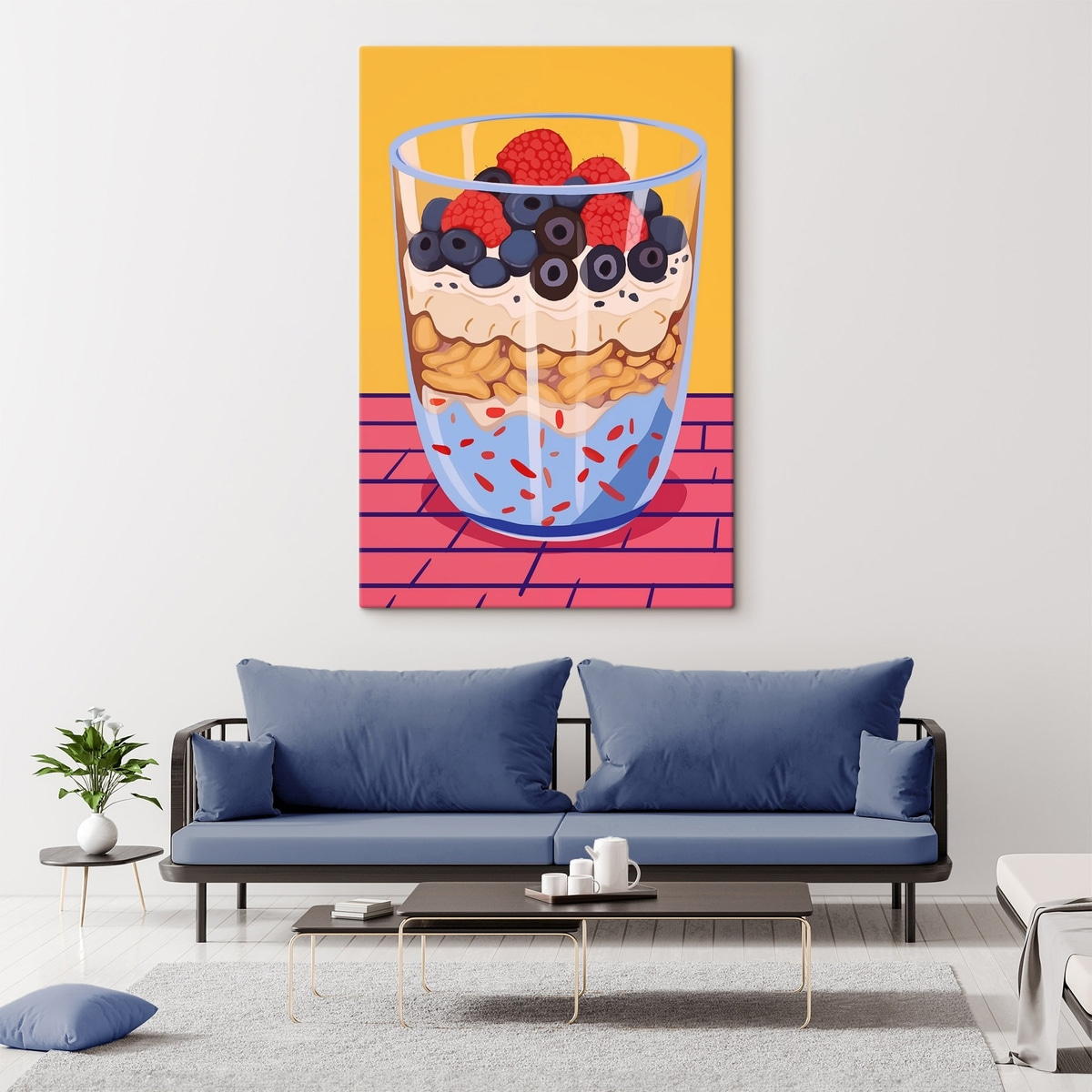 Glas met yoghurt, bessen en ontbijtgranen — interieur 1