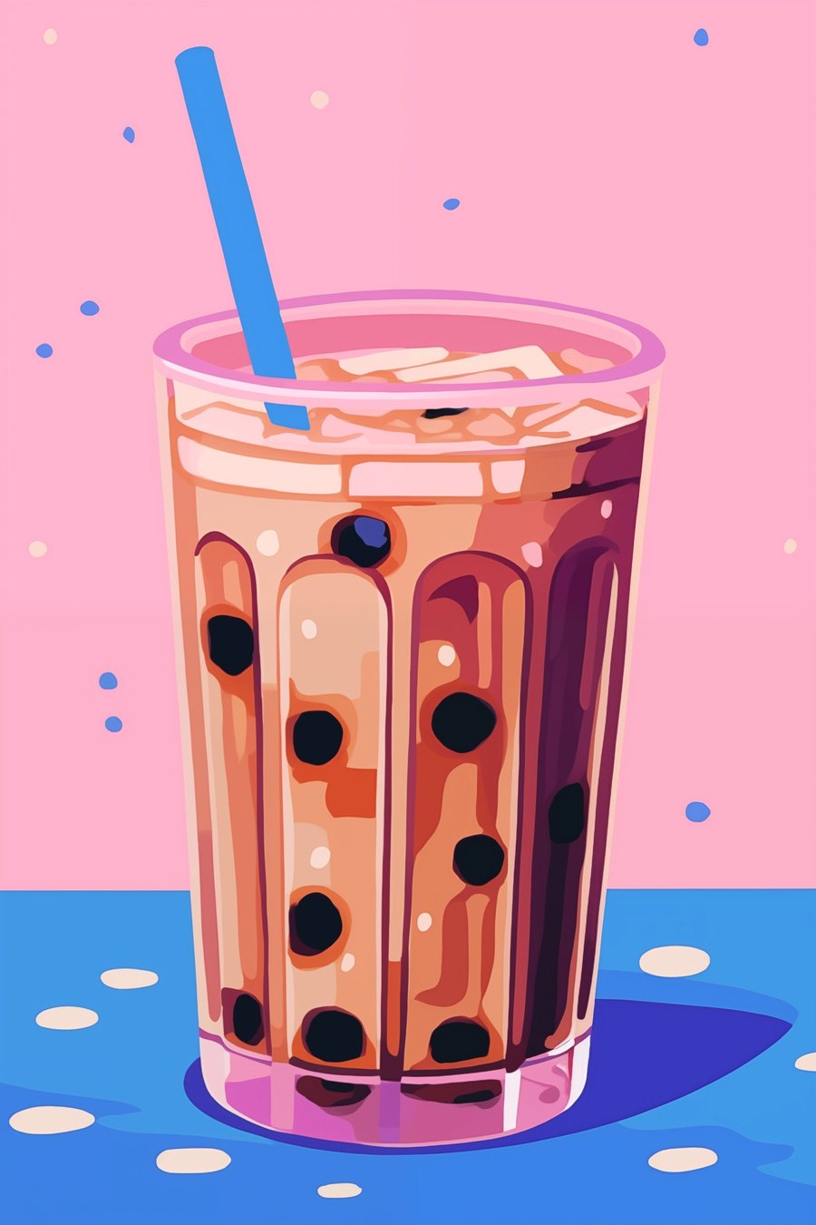 Glazen met bubbelthee — volledig ontwerp