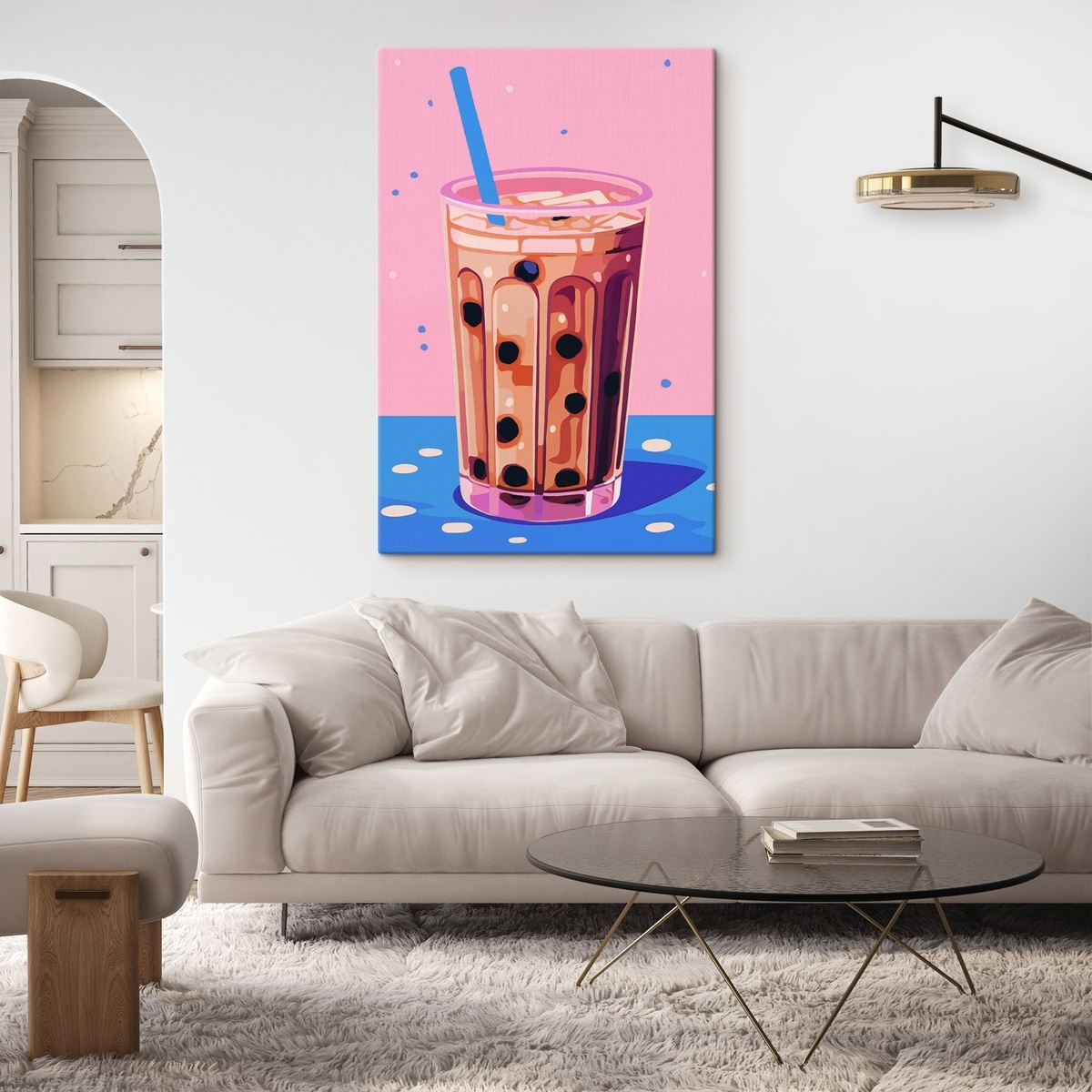 Glazen met bubbelthee — interieur 1