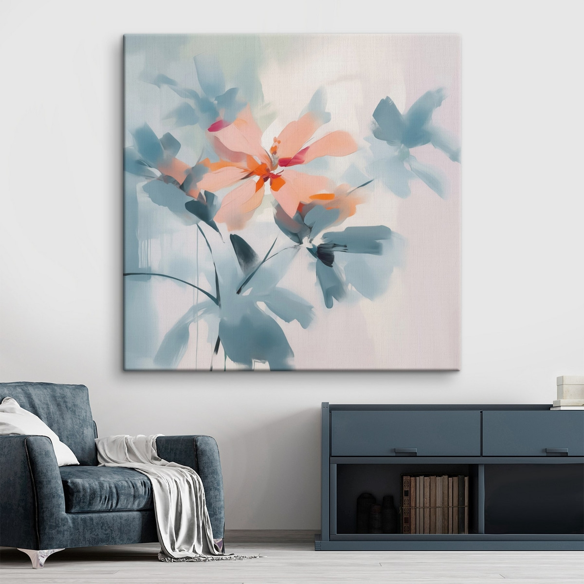 Abstracte bloemen in een interieur
