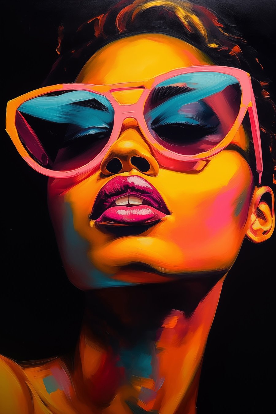 Portret van een vrouw met bril — volledig ontwerp