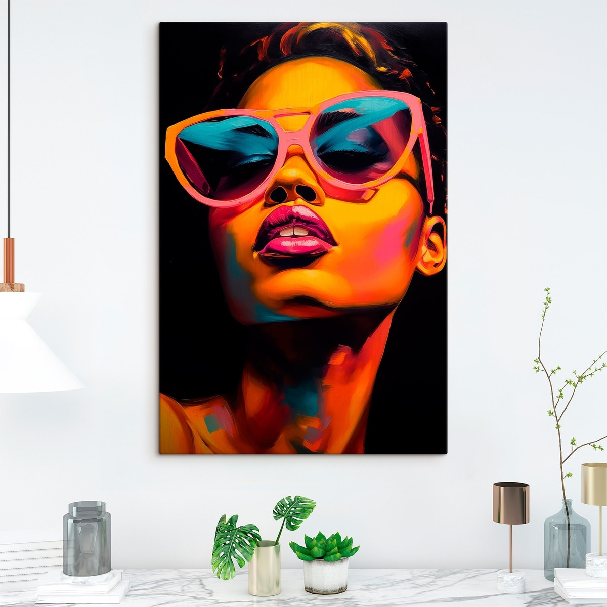 Portret van een vrouw met bril — interieur 1
