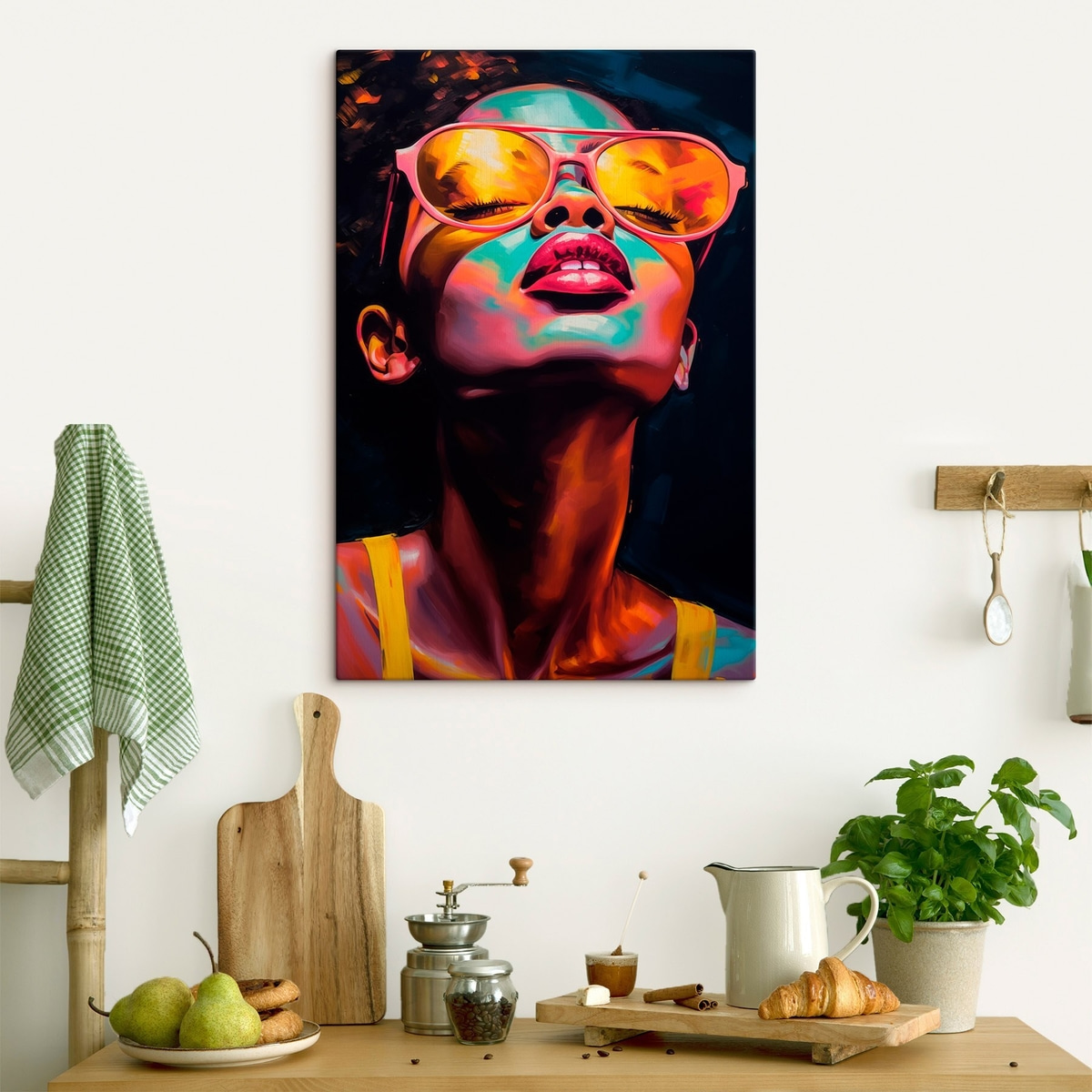 Vrouw met gele bril — interieur 1
