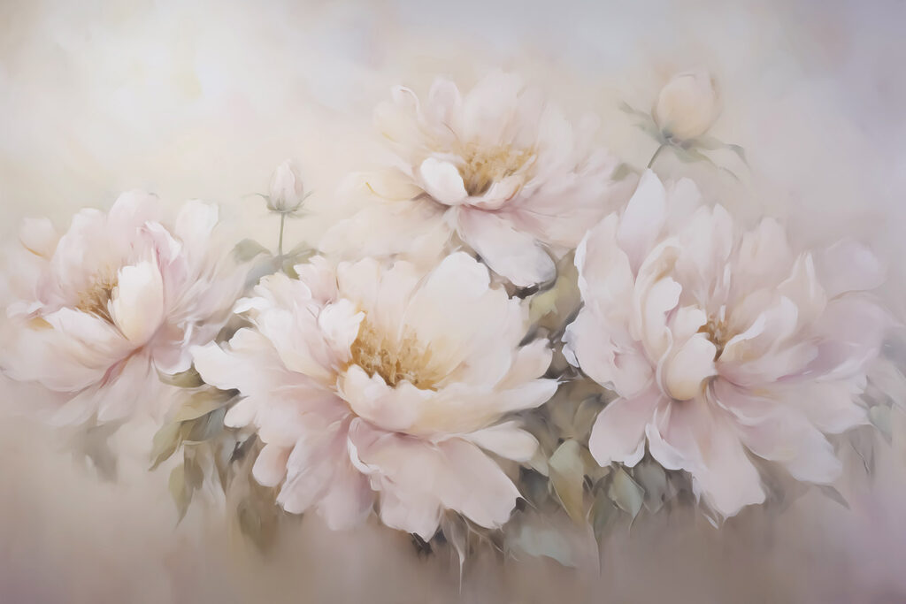 Schilderij van bloemen op een witte achtergrond — volledig ontwerp