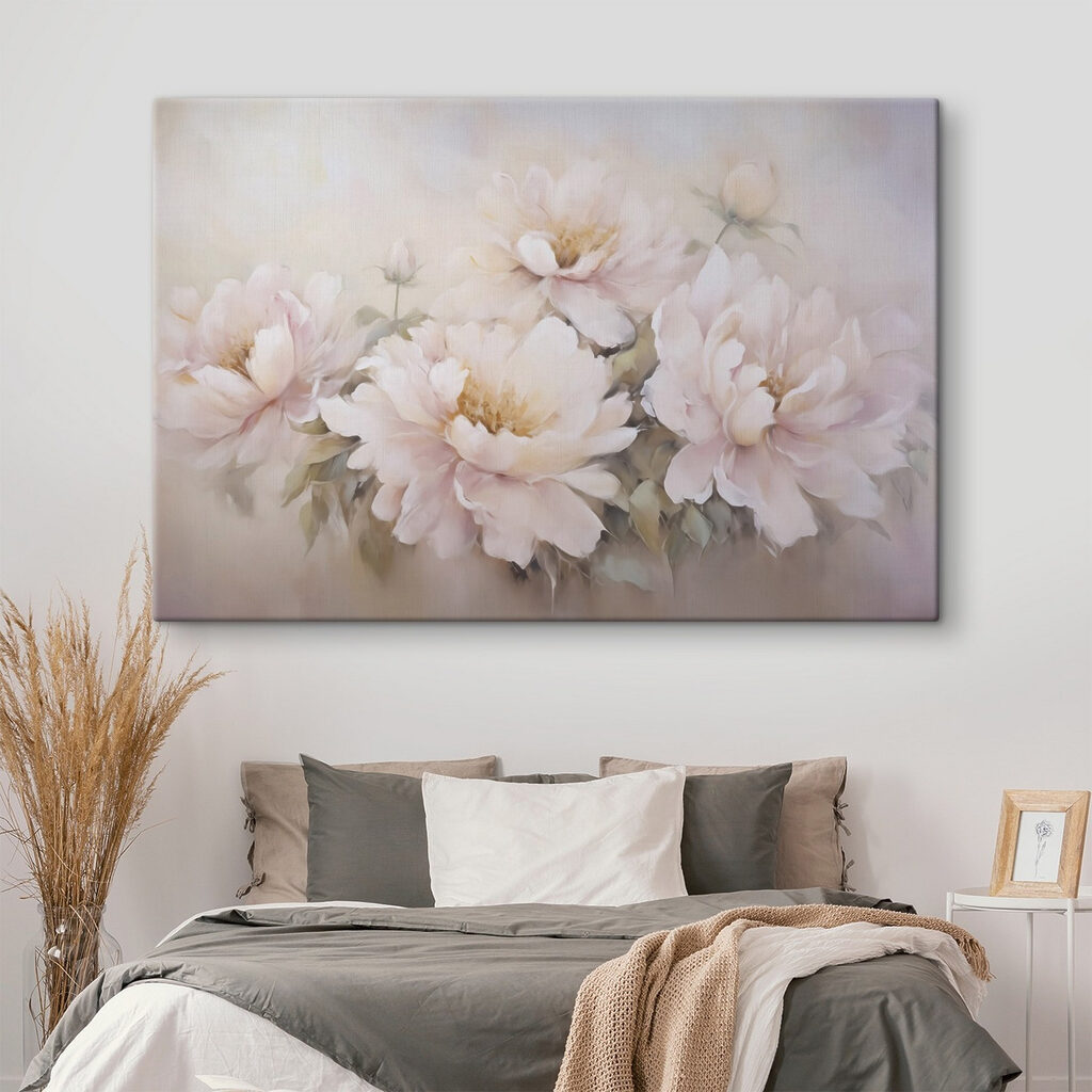 Schilderij van bloemen op een witte achtergrond — interieur 1