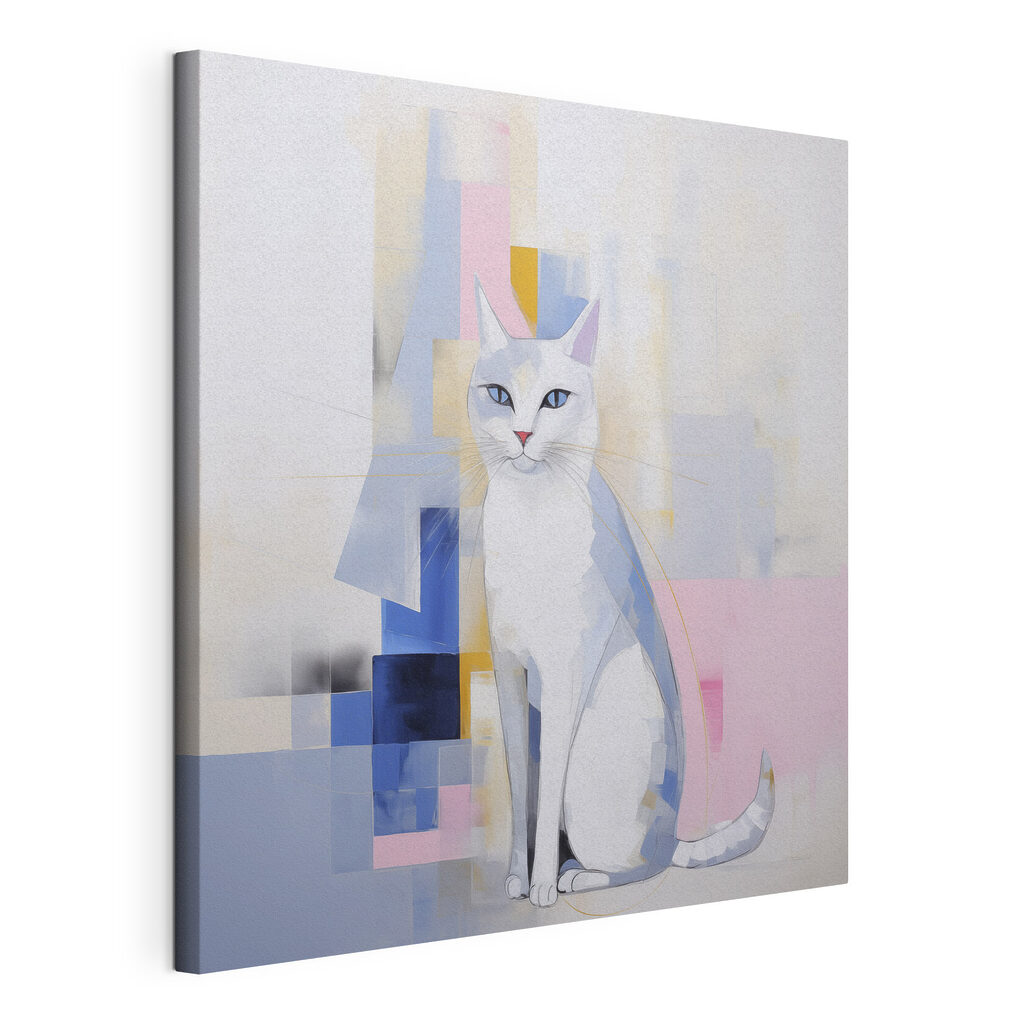 Schilderij van een kat, gespannen canvas met doorlopende rand