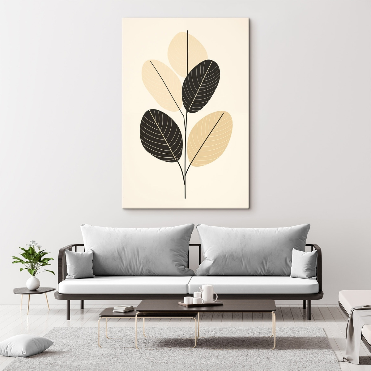 Abstracte compositie met gestructureerde ovale vormen op een reliëfachtergrond — interieur 1