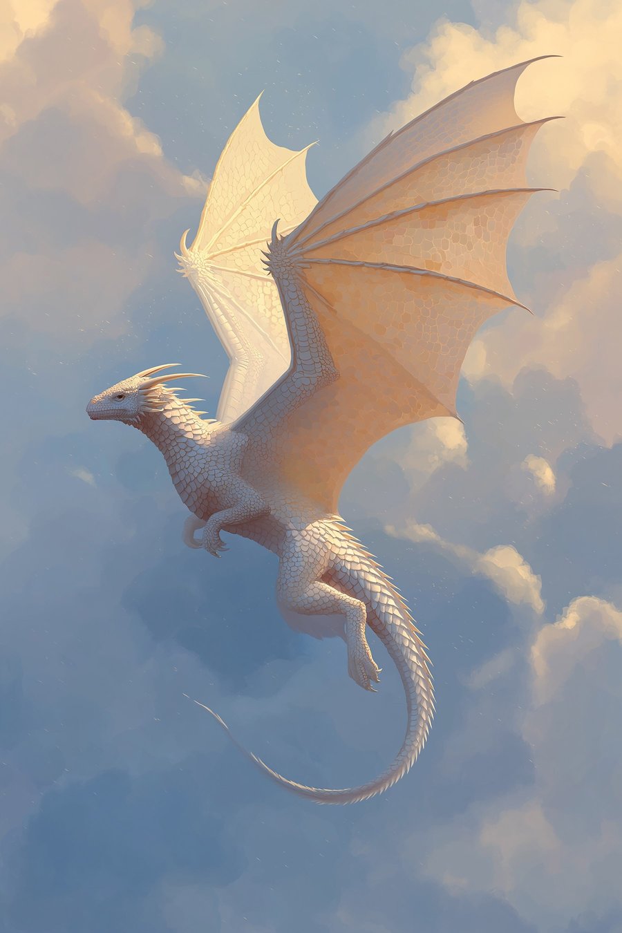 Witte draak in de lucht — volledig ontwerp