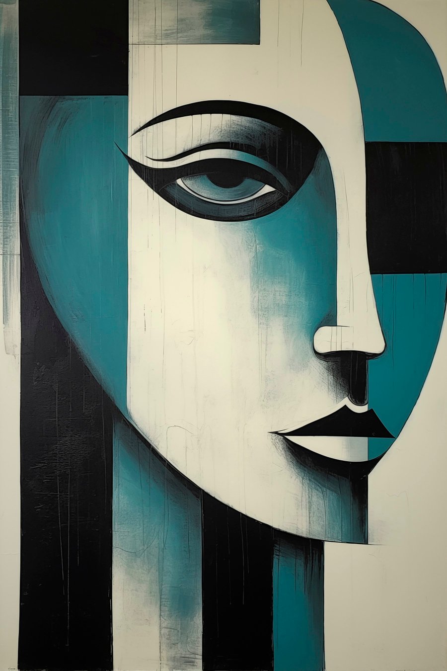 Abstract vrouwenportret — volledig ontwerp