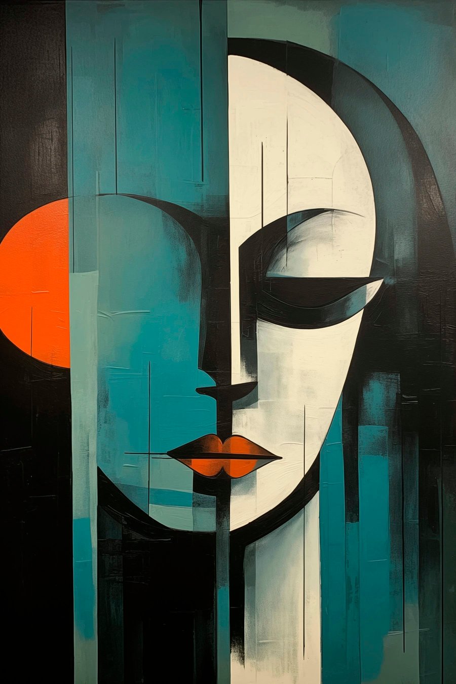 Abstract vrouwenportret — volledig ontwerp
