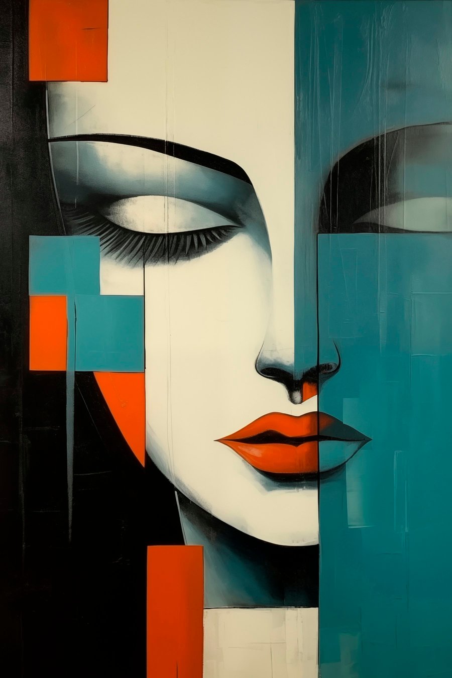 Abstract vrouwenportret — volledig ontwerp
