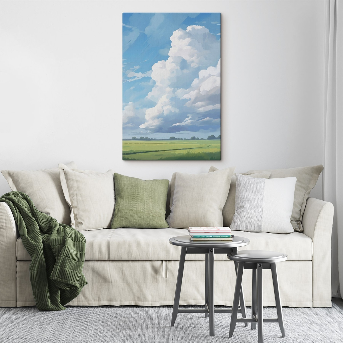 Veld tegen de lucht met enorme wolken — interieur 2