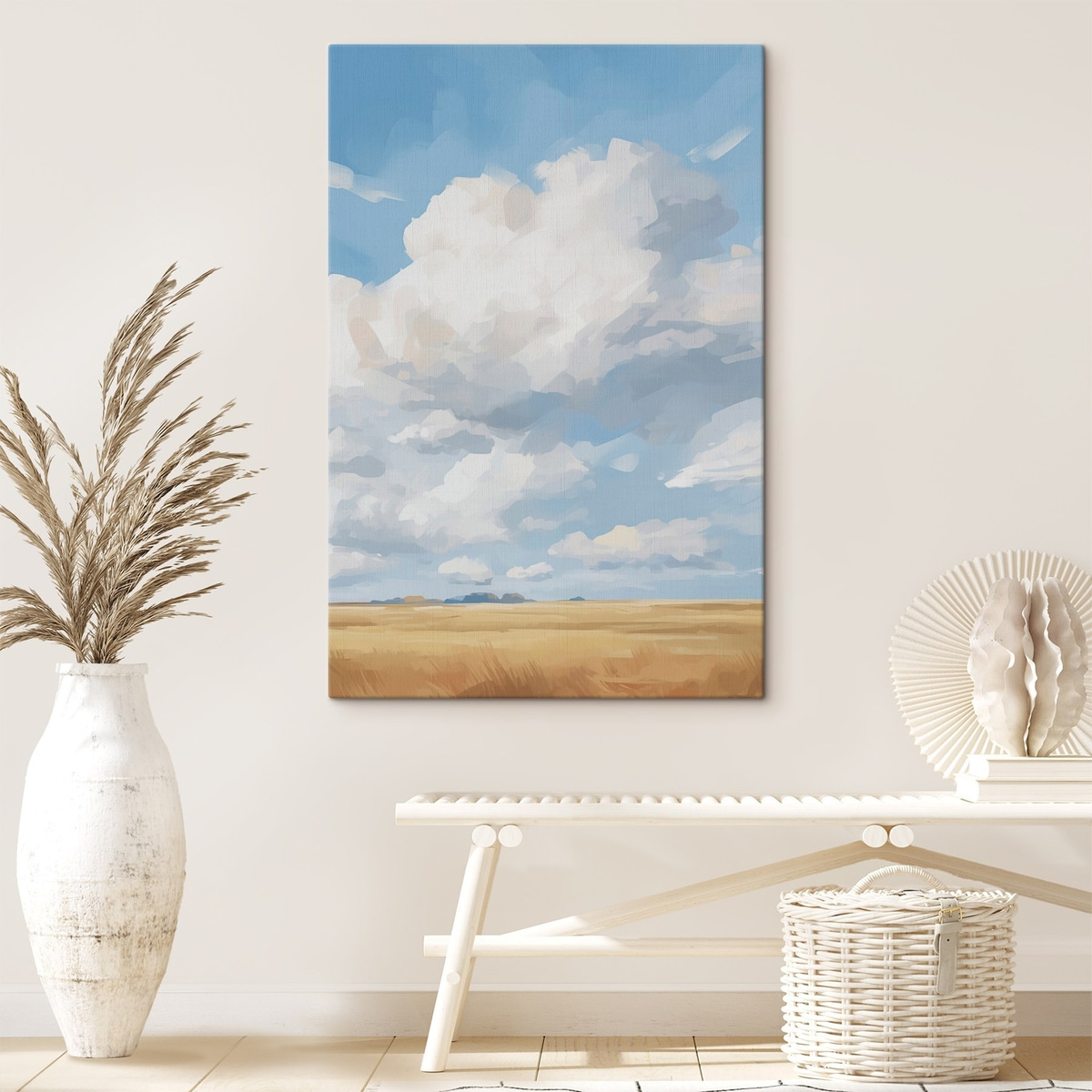 Korenveld tegen de lucht met enorme wolken — interieur 2