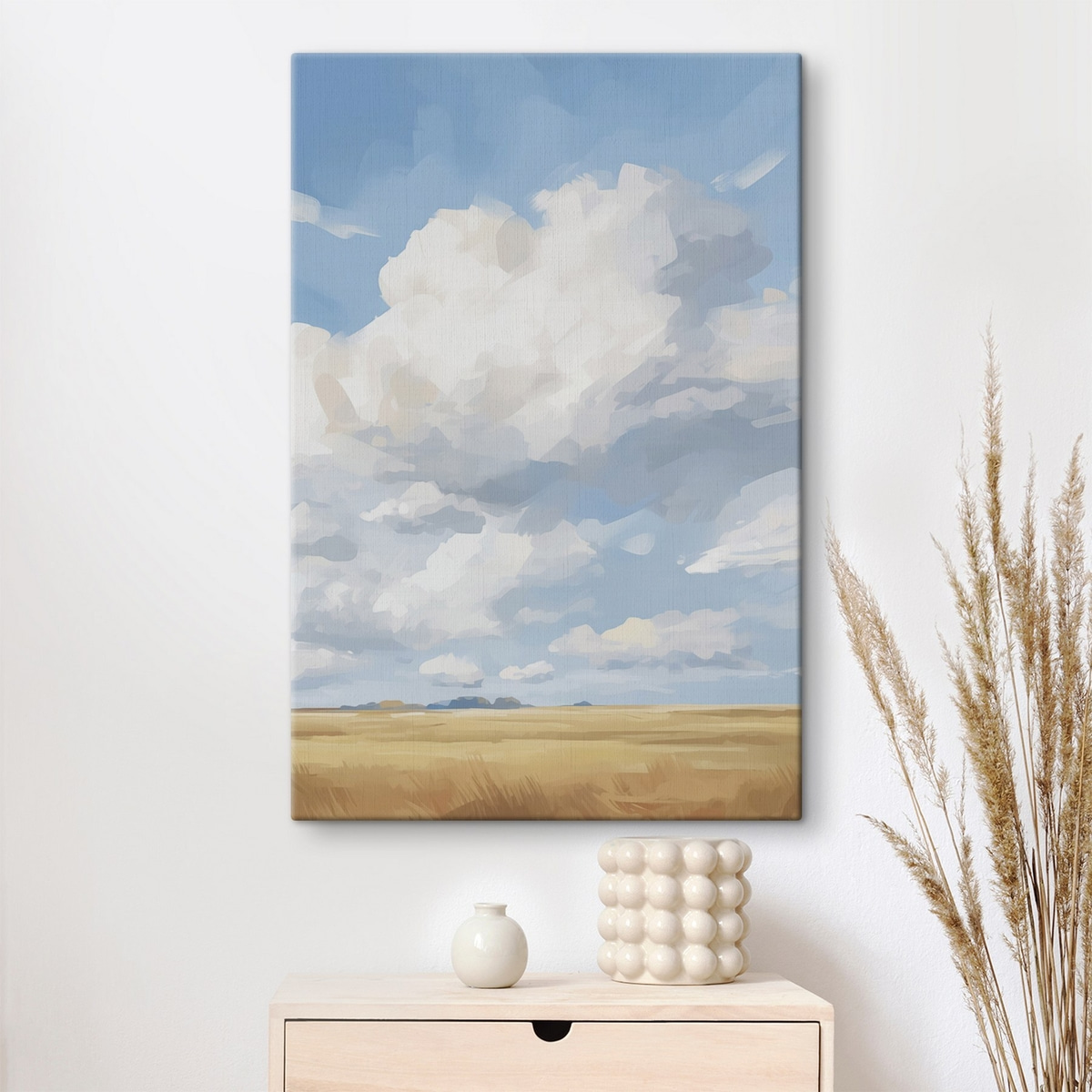 Korenveld tegen de lucht met enorme wolken — interieur 1