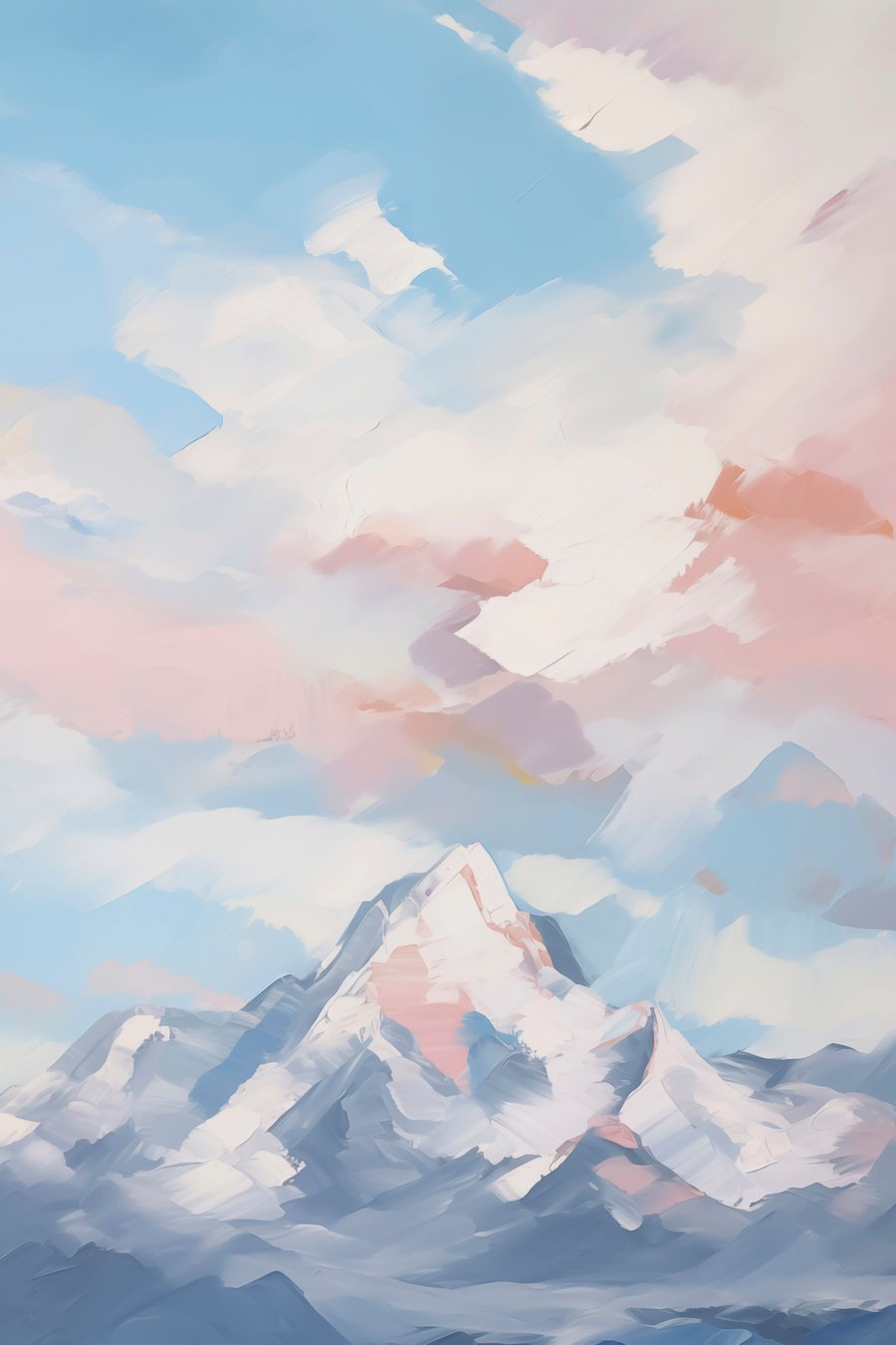 Berg tegen de lucht met wolken — volledig ontwerp