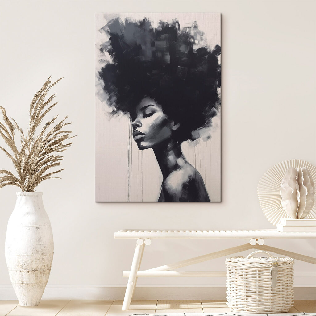 Schilderij van een vrouw met een grote afro — interieur 1
